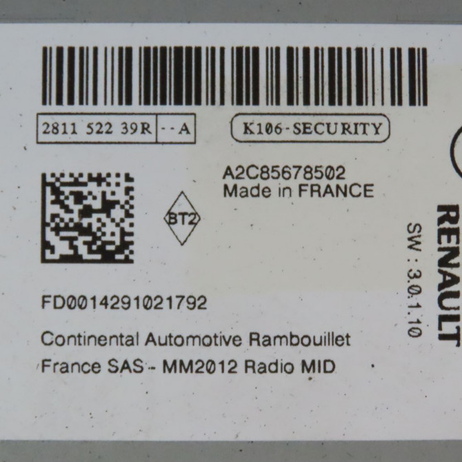 Autoradio occasion  Renault CAPTUR I (J5_, H5_) 1.2 tce 120 (2013)   281152239R  2