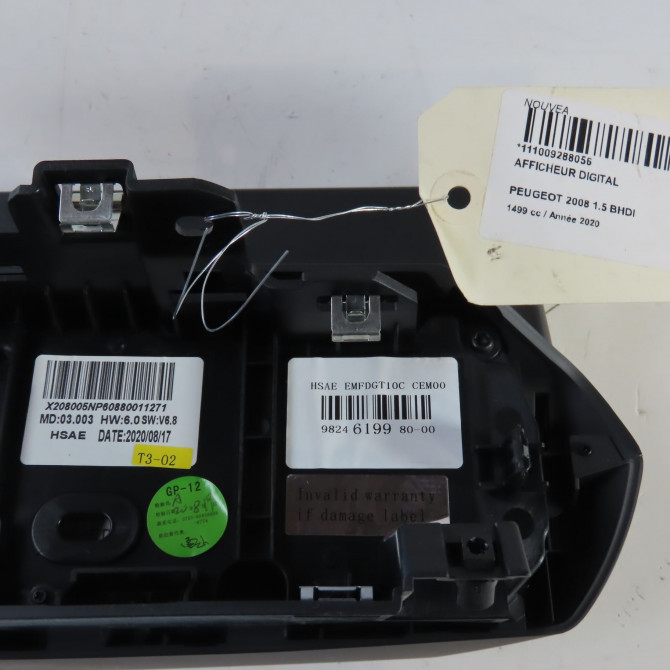 Afficheur digital occasion  Peugeot 2008 II (UD_, US_, UY_, UK_) 1.5 bluehdi 130 (2019)   9824619980  2
