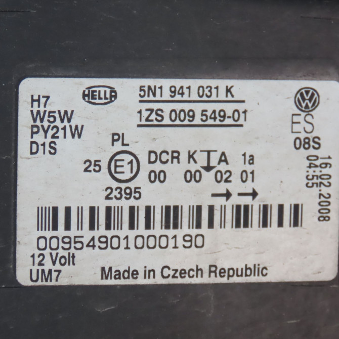 Phare gauche occasion  Volkswagen vw TIGUAN (5N_) 2.0 tdi 4motion (2007-2018)   5N1941031K  2