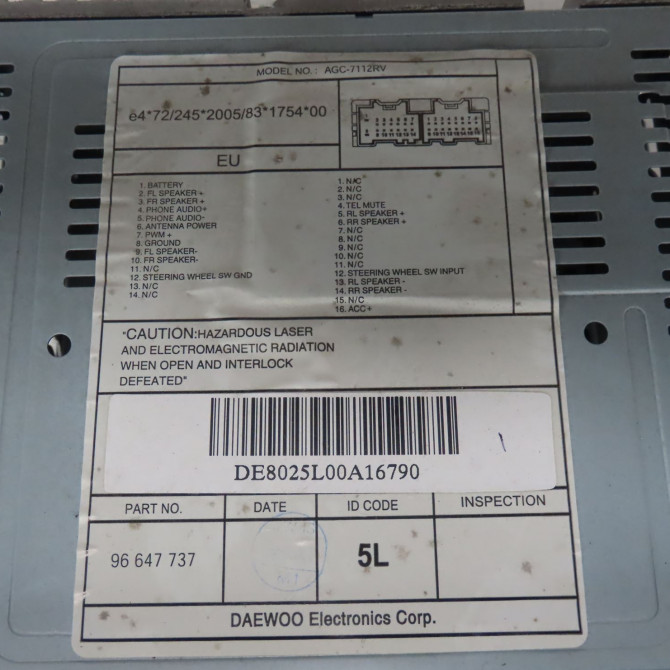 Autoradio occasion  Chevrolet AVEO / KALOS 3/5 portes (T250, T255) 1.4 (2008)   96647737  2