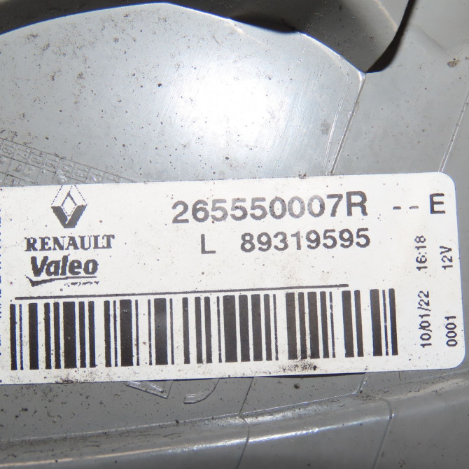 Feu arrière gauche occasion  Renault MEGANE III 3/5 portes (BZ0/1_, B3_) 1.5 dci (bz09, bz0d, bz1w, bz29, bz14) (2009) 5 portes   265550007R  2