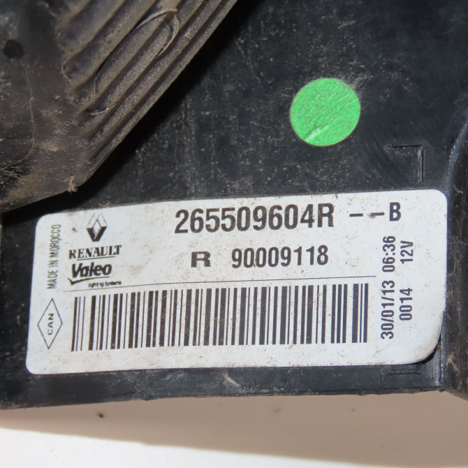 Feu arrière droit occasion  Dacia DOKKER Monospace (KE_) 1.5 dci / blue dci 75 (keaj, keah, kejw) (2012)   265509604R  2