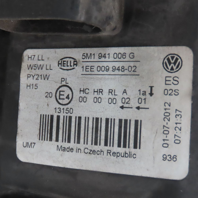 Phare droit occasion  Volkswagen vw GOLF PLUS V (5M1, 521) 1.6 tdi (2009-2013) 5 portes   5M1941006G  2